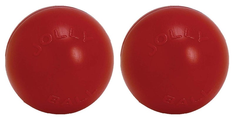 Jolly Pets 2 Pack of Push-N-Play Ball Dog Toys, Red, 6-Inch